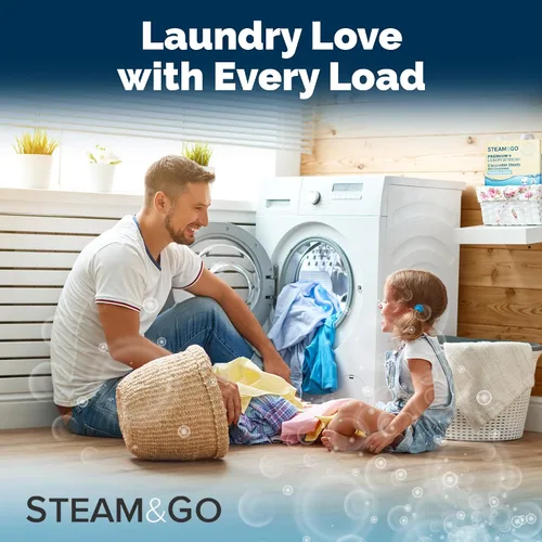 Vista 8 de Steam & Go 5 en 1 Premium+ Hojas de detergente solubles para ropa – aroma de hotel boutique, 30 unidades Premium y soluble