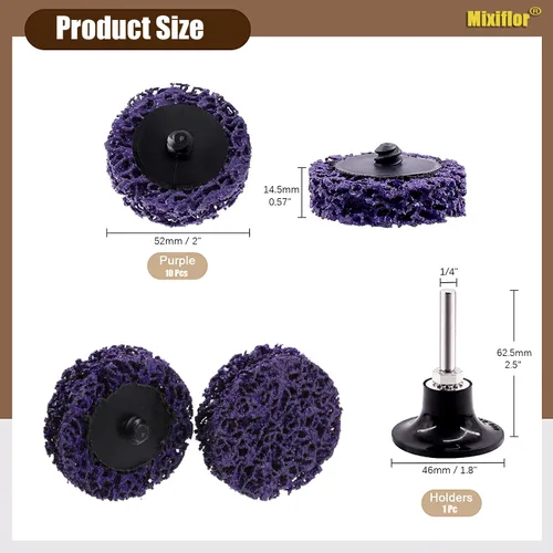 Vista 2 de 11 piezas de discos de tira de cambio rápido de 2" fáciles para amoladora angular, accesorios para tiras de pintura, rueda de eliminación de óxido