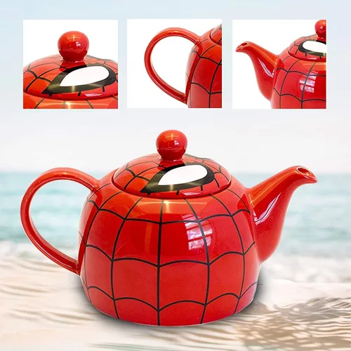 Vista 4 de Marvel Tetera de cerámica con tapa con detalle de máscara de tela I am Spider-Man