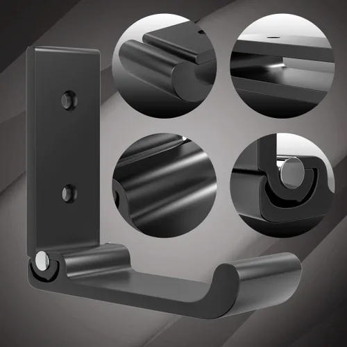 Vista 5 de 12 ganchos plegables de 3 pulgadas, ganchos plegables dorados y negros, ganchos de pared de aleación de aluminio, soporte para auriculares montado