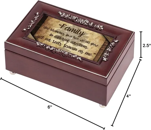 Vista 8 de Cottage Garden Family Branches Rosewood Finish Joyero Caja de música Plays You are My Sunshine