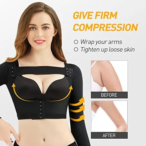 Vista 2 de Modeladora de la parte superior del brazo postquirúrgico, mangas de compresión más delgadas, corrector de postura, moldeadora para mujer