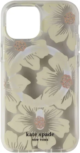 Vista 3 de kate spade new york Funda protectora rígida para iPhone 13 Mini - Hollyhock Floral Clear