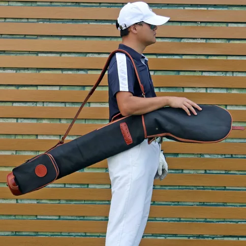 Vista 8 de TOURBON Bolsas de golf para hombre y mujer con bolsillo para pelotas con cremallera (bolsa de transporte de golf de 33 pulgadas, color negro)