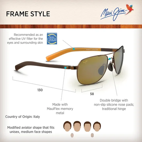 Vista 6 de Maui Jim Gafas de sol polarizadas estilo aviador para hombre y mujer