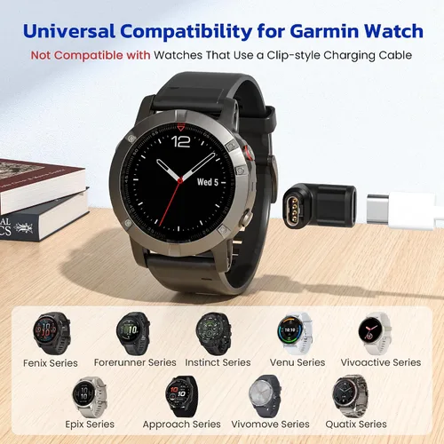 Vista 7 de RUXELY Paquete de 4 adaptadores de cable de cargador de reloj USB C a Garmin