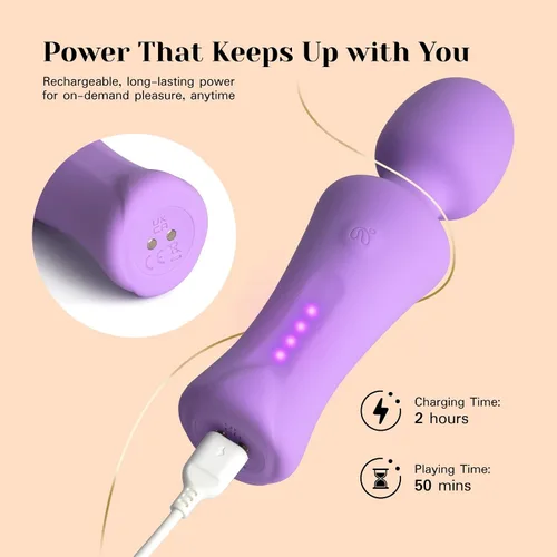 Vista 7 de Tracy's Dog Vibrador de varita de bolsillo, mini masajeador inalámbrico para mujeres, estimulación de clítoris, 4 niveles de intensidad Lavanda