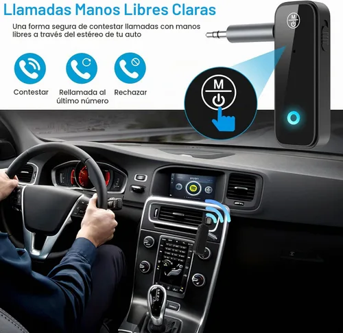 Vista 3 de Adaptador AUX Bluetooth 5.4 para automóvil, receptor transmisor Bluetooth 2 en 1 para auriculares de TV, altavoz estéreo para el hogar, llamadas