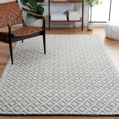 Vista 27 de SAFAVIEH Vermont Collection - Alfombra decorativa de 2 pies 3 pulgadas x 4 pies, marfil y negro, lana hecha a mano, ideal para zonas de alto tráfico