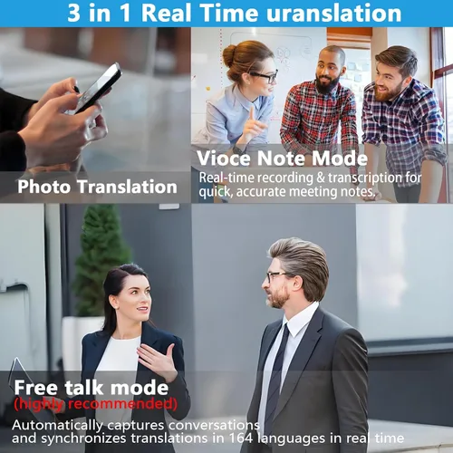 Vista 3 de Gafas de Traducción con IA, Gafas Inteligentes para Mujeres y Hombres, Bluetooth con Chat GPT, 164 Idiomas, Lente Resistente a Luz Azul y UV