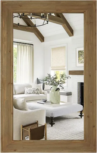 Vista 18 de WallBeyond Espejo de Pared de Ratán Rectangular, Espejo de Ratán de 32 X 44 Pulgadas con Marco de Madera para Decoración de Pared, Baño, Sala