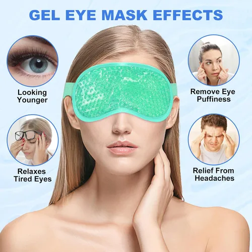 Vista 6 de candyfouse Paquete de 2 máscaras de ojos de enfriamiento en frío, cuentas de gel reutilizables para terapia fría caliente con respaldo de felpa