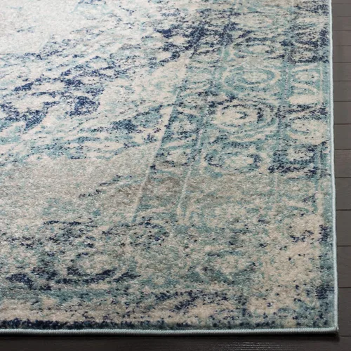 Vista 3 de SAFAVIEH Madison Collection - Alfombra de pasillo de 2 pies 3 pulgadas x 8 pies, color marfil y azul, diseño de medallón bohemio, no desprende