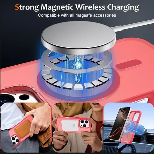 Vista 58 de Anuck - Funda magnética para iPhone 11 compatible con MagSafe, carcasa trasera mate translúcida dura, borde de TPU, delgada, resistente a impactos