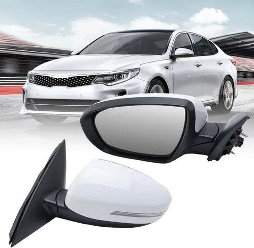 Vista 26 de Espejo lateral del conductor compatible con espejos Kia Optima 2011 2012 2013 con luz intermitente, vidrio eléctrico, plegado manual, repuesto Negro