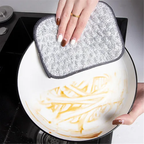 Vista 8 de Generic Trapos multiusos de alambre para lavar platos, 5 piezas, plata, paños de cocina casuales de 2 x 4 pulgadas