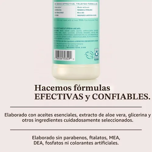 Vista 5 de Mrs. Meyer's Clean Day - Detergente líquido para platos, aroma a menta, fórmula biodegradable, edición limitada, paquete de 3 unidades, 16 fl oz