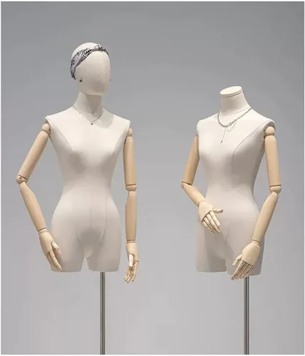 Vista 2 de Adjustable 2pcs Female Mannequin Dress Form Set, Removable Head & Arms, Height Adjustable Clothing Display Model for Dresses & Jewelry