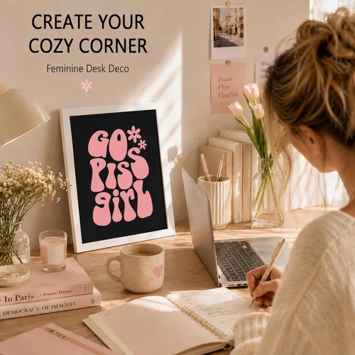 Vista 7 de Go Piss Girl Arte de Pared Trendy Arte de Pared Divertido Idea de Regalo Lindo Decoración de Apartamento Impresión de Baño Rosa Decoración