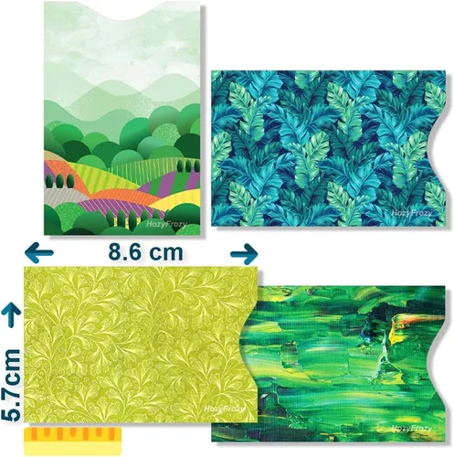 Vista 3 de 8 fundas de bloqueo RFID, diseños únicos y artes en verde, soporte antirrobo, protector de tarjeta de crédito, fácil de reconocer, resistente