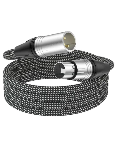 Vista 2 de Cable XLR corto de 3 pies, cable de extensión de micrófono XLR macho a hembra con 3 pines, cables XLR blindados de alta calidad, cables de micrófono