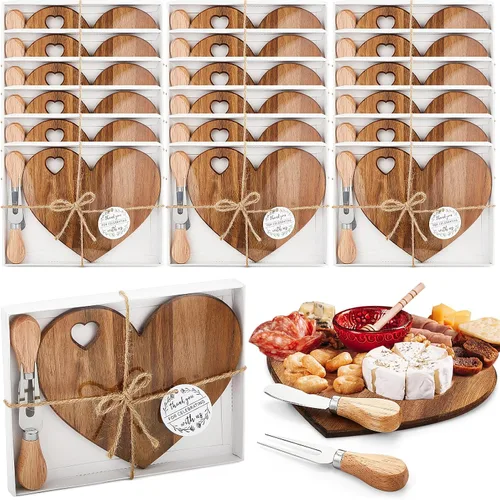 Vista 14 de Patelai 1 Juego de Tabla de Queso en Forma de Corazón para Despedida de Soltera y Baby Shower con Cuchillo, Tabla Mini de Madera para Charcutería