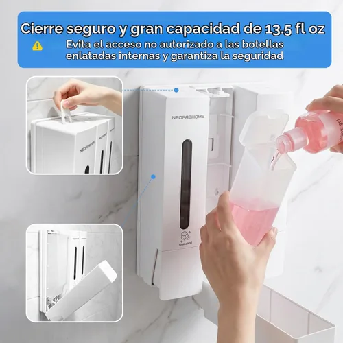 Vista 4 de Shower Soap Dispenser Bathroom Accessories Set Wall Mounted No Drill White