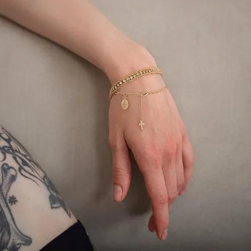 Vista 4 de Delicada pulsera de cadena ovalada de oro de 18 quilates con eslabones ajustables, hecha a mano para mujer, pulsera de cadena de clip para mujer