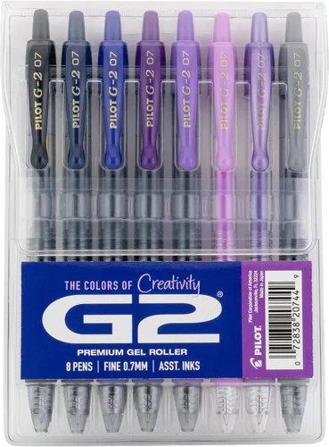 Vista 10 de Pilot G2 - Bolígrafos de gel premium roller, bolígrafos de gel de punta fina, paquete Boost Blue, los colores de la productividad, surtidos