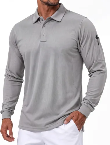 Vista 28 de TACVASEN - Camisas polo de manga larga para hombre de secado rápido, tácticas, para golf, con cuello, ligeras, transpirables, que absorben