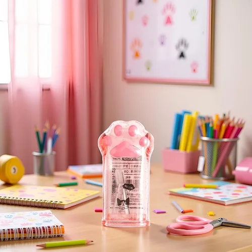 Vista 4 de Sacapuntas de pata de gato rosa, suministros escolares kawaii, premio para estudiantes, regalo para niños, sacapuntas kawaii, suministros