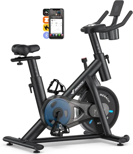 Vista 15 de MERACH Exercise Bike, Magnetic Friction Stationary Bike for Home with APP