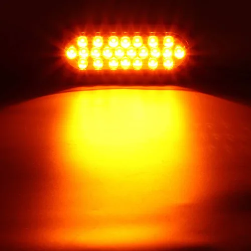 Vista 2 de Partsam 2 luces LED ovaladas de 6 pulgadas, color ámbar, 24 LED, luces LED ovaladas de 6 pulgadas, intermitentes y luces de estacionamiento, montaje
