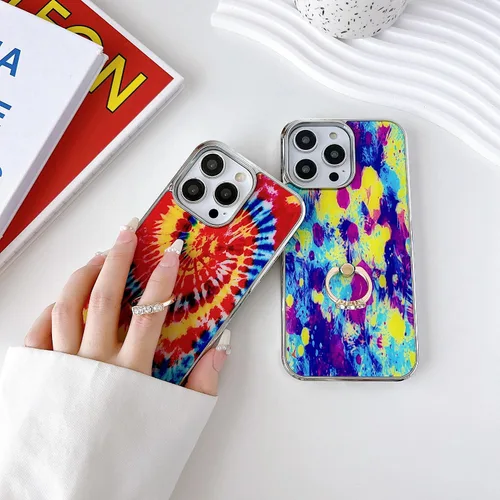 Vista 6 de Funda para iPhone 14 Pro Max híbrida de poliuretano termoplástico plateado con parte trasera dura, patrón floral, funda protectora para teléfono