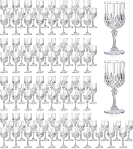 Vista 8 de XUWAIDSGN 16 Piezas Copas de Vino Vintage de Plástico de 7oz Vasos para Beber Irrompibles Cristalería para Bodas Copas de Agua de Cristal
