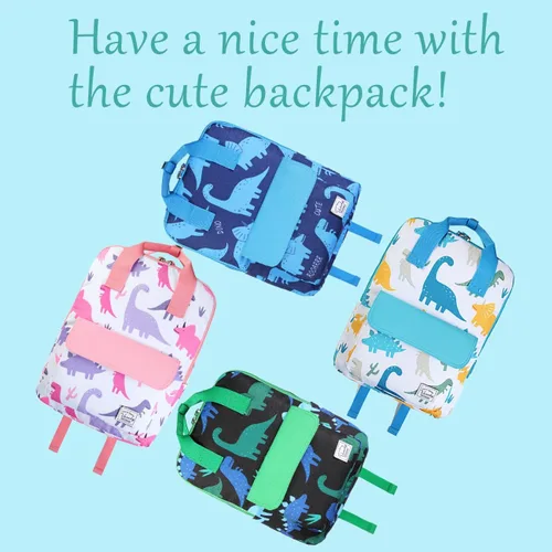 Vista 9 de VASCHY Mochilas de dinosaurio para niños, mochila preescolar ligera para niños pequeños