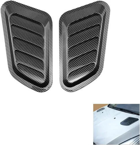 Vista 8 de Cubierta decorativa de entrada de flujo de aire para automóvil, kit de cuerpo universal para capó, paquete de 2 accesorios de ventilación para Negro