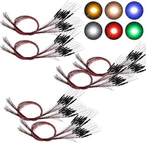 Vista 22 de L0603B 20pcs pre-cableado SMD LED 0603 Bule Diodo emisor de luz 12V Micro Litz Cable Cable Longitud 7.8 pulgadas (7.9 in) para DIY Manual