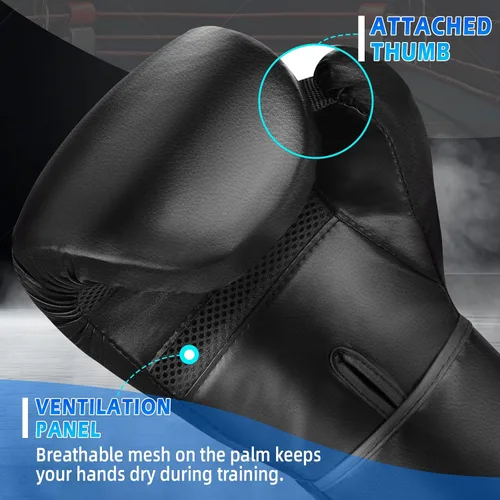 Vista 3 de Guantes de boxeo para hombres y mujeres, guantes de entrenamiento profesional de sparring Muay Thai, guantes de saco de boxeo pesado para adultos