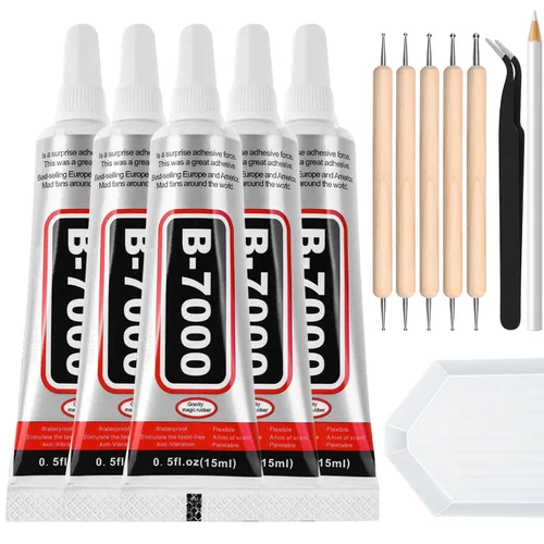 Vista 8 de B7000 - Pegamento para cuentas de joyería para hacer joyas, pegamento transparente de cristal 3.7 fl oz B7000+Plus pegamento superadhesivo multiusos