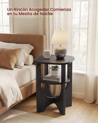 Vista 4 de VASAGLE Mesa auxiliar, mesa auxiliar pequeña de 2 niveles, mesita de noche