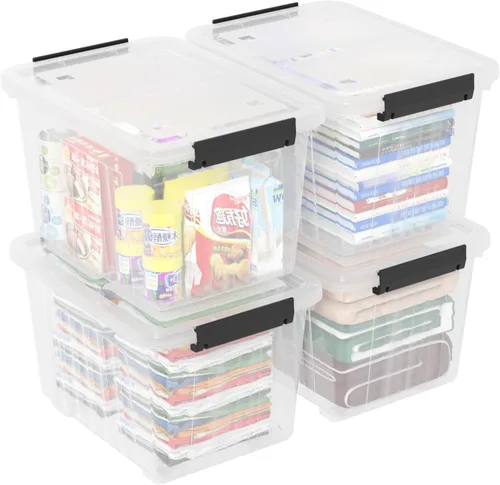 Vista 9 de Contenedores de almacenamiento de plástico de 12 cuartos de galón con tapas, caja de almacenamiento de plástico, 6 paquetes