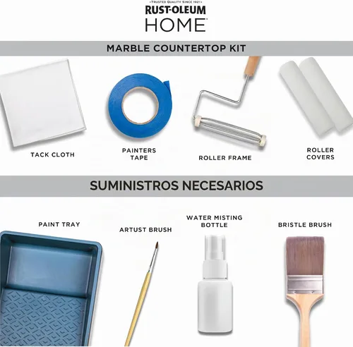 Vista 9 de Rust-Oleum 369548 - Kit de revestimiento para encimera de mármol para el hogar, 72 onzas líquidas, negro