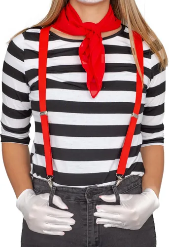 Vista 3 de Conjunto de disfraz de Halloween de mimo francés para mujer y junior