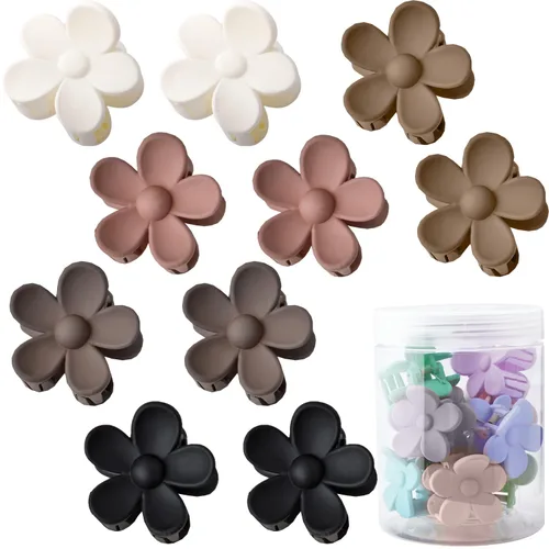 Vista 8 de Pinzas para el cabello pequeñas y lindas con flores para accesorios para el cabello, pinzas para el cabello para mujeres y niñas, color crema, 10