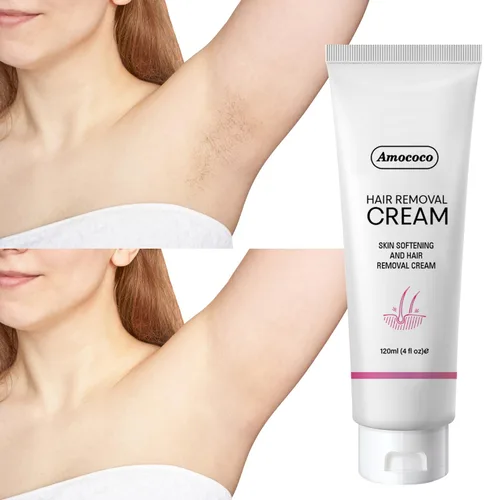 Vista 9 de Kit de crema depilatoria sin dolor, crema depilatoria eficaz para mujeres y hombres, formulada con pepino para una piel suave, removedor de vello