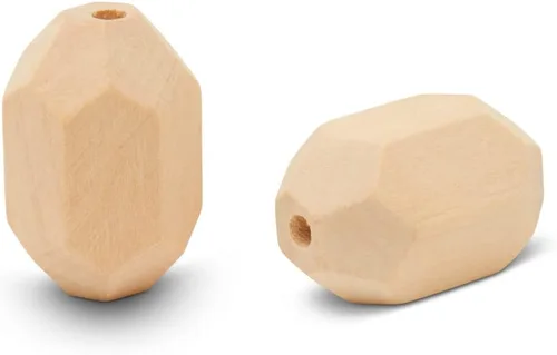 Vista 4 de Cuentas de madera natural de piedras preciosas de 1-1/4 pulgadas, 10 cuentas de madera sin terminar, cuentas bohemias, cuentas de manualidades