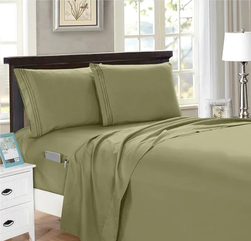 Vista 17 de Elegant Comfort Juego de sábanas inteligentes de 4 piezas, tamaño individual, suave y lujoso, calidad hotelera 1500, resistente a las arrugas y a