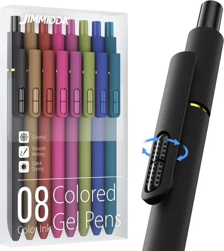Vista 10 de Paquete de 8 bolígrafos de gel negro, punta media de 0.028 in, bolígrafos de tinta retráctiles de secado rápido para escritura suave, suministros