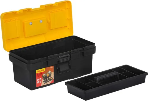Vista 6 de MEIJIA Caja de almacenamiento portátil de herramientas, organizadores con bandeja desmontable y cubierta superior de almacenamiento disponible
